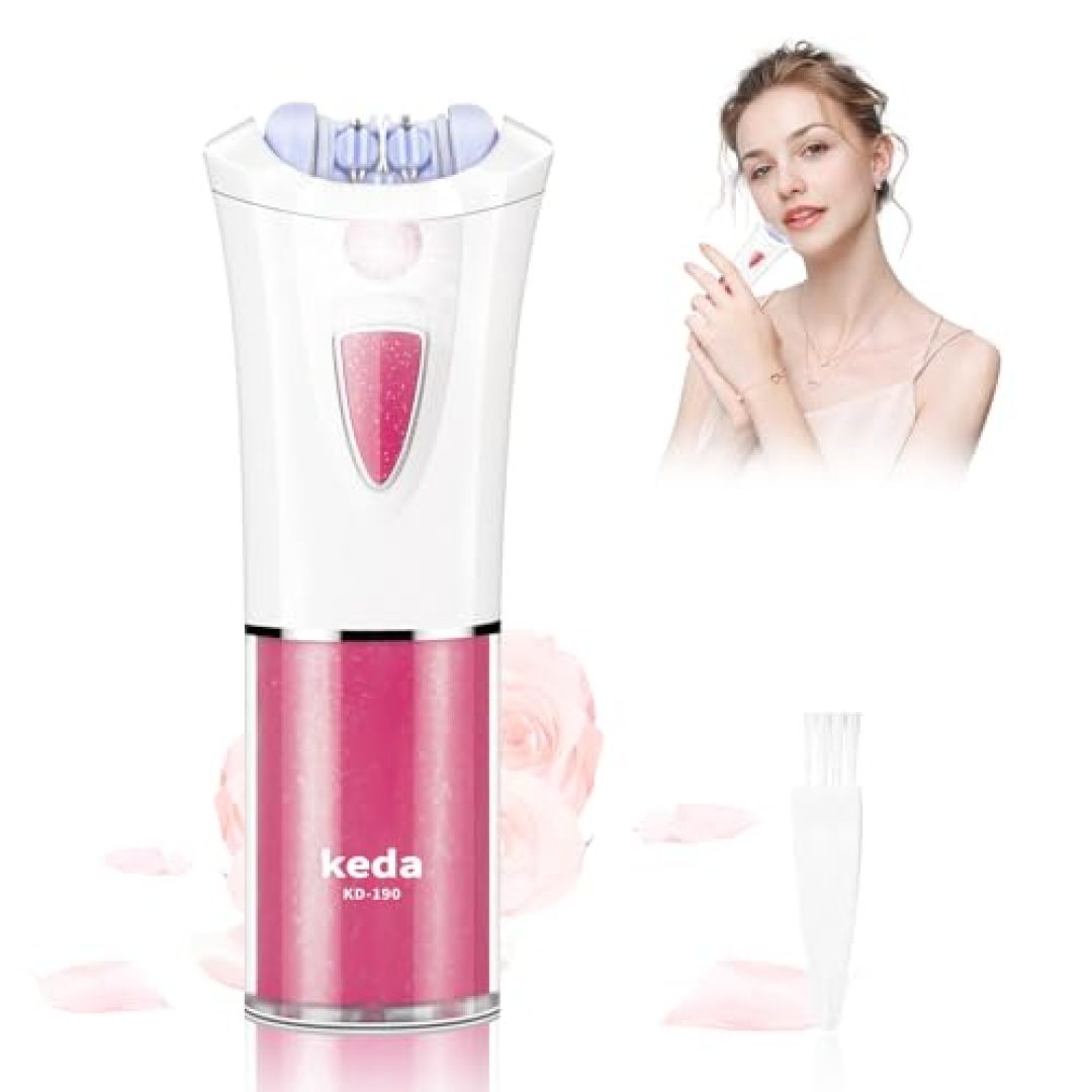 Glabrouse Skin Epilator, Epilators Hair Removal for Women, Facial Hair Remover with LED, Glide Epilator for Women Face Arm Bikini Area Legs Underarm, Cordless Electric Lady Shaver, Portable Epilator