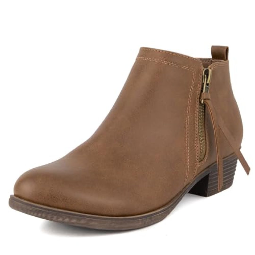 LONDON FOG Women's Tina Ankle Bootie Brown Smoothe 7