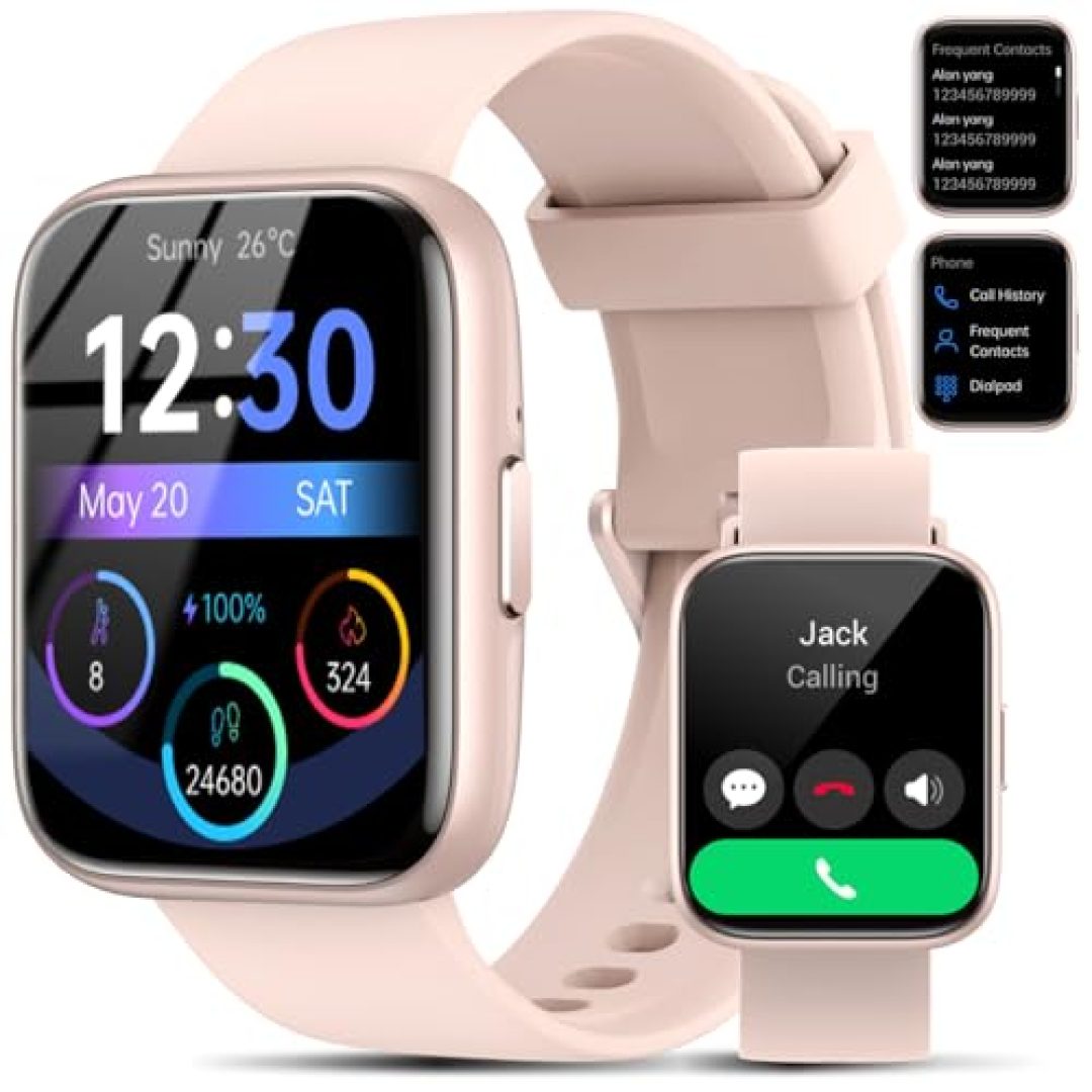 Smart Watch for Men Women - Answer/Make Calls/Quick Reply/AI Voice Assistant, 1.83" for Android iPhone Samsung Compatible IP68 Smartwatch Blood Oxygen Heart Rate Fitness Tracker (Pink, 1.83")